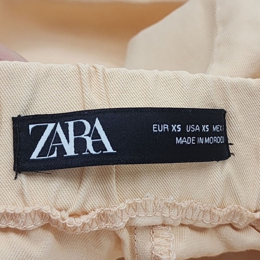 Zara viscose high rise wide flare leg women's pants XS light orange - Picture 5 of 7